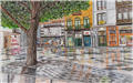 La plaza Bilbi con lluvia